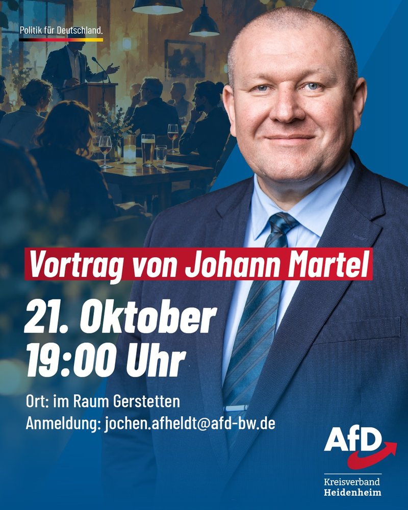 AfD-Stammtisch mit Vortrag von Johann Martel