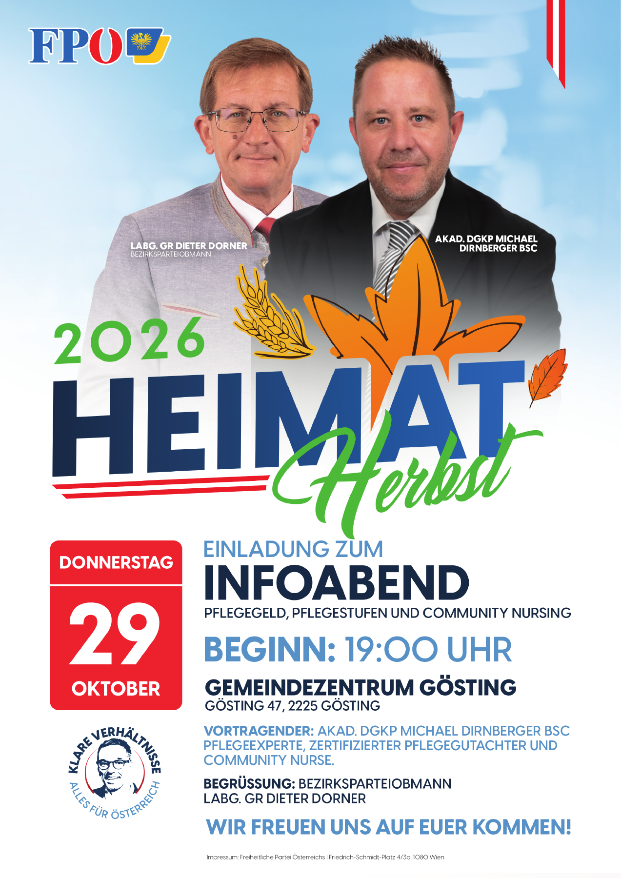 Infoabend: Pflegegeld, Pflegestufen und Community Nursing – FPÖ Gösting
