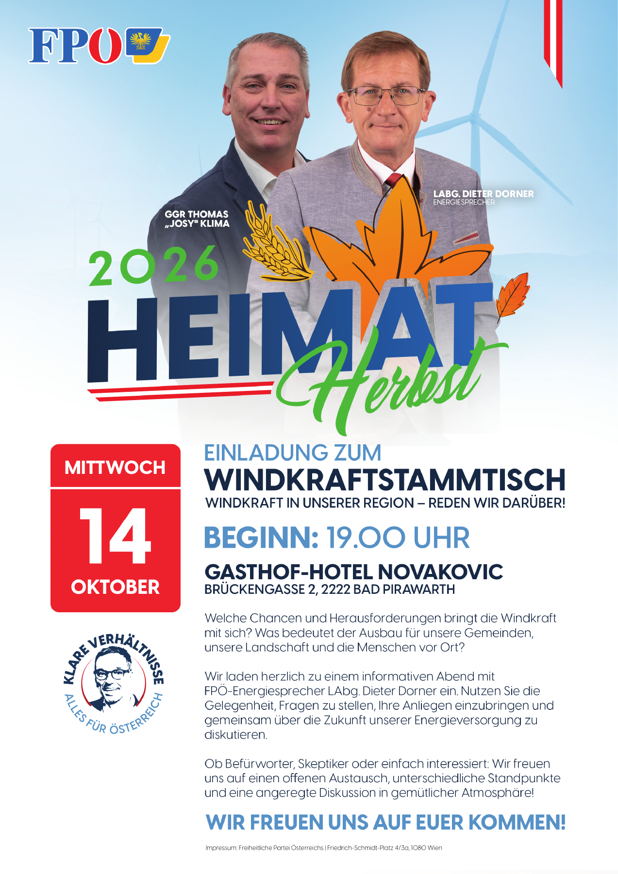Windkraftstammtisch – FPÖ Bad Pirawarth
