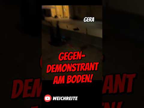 Gegendemonstrant am Boden! Gera Montagsprotest & Antifa Gegendemo 5.10.26
