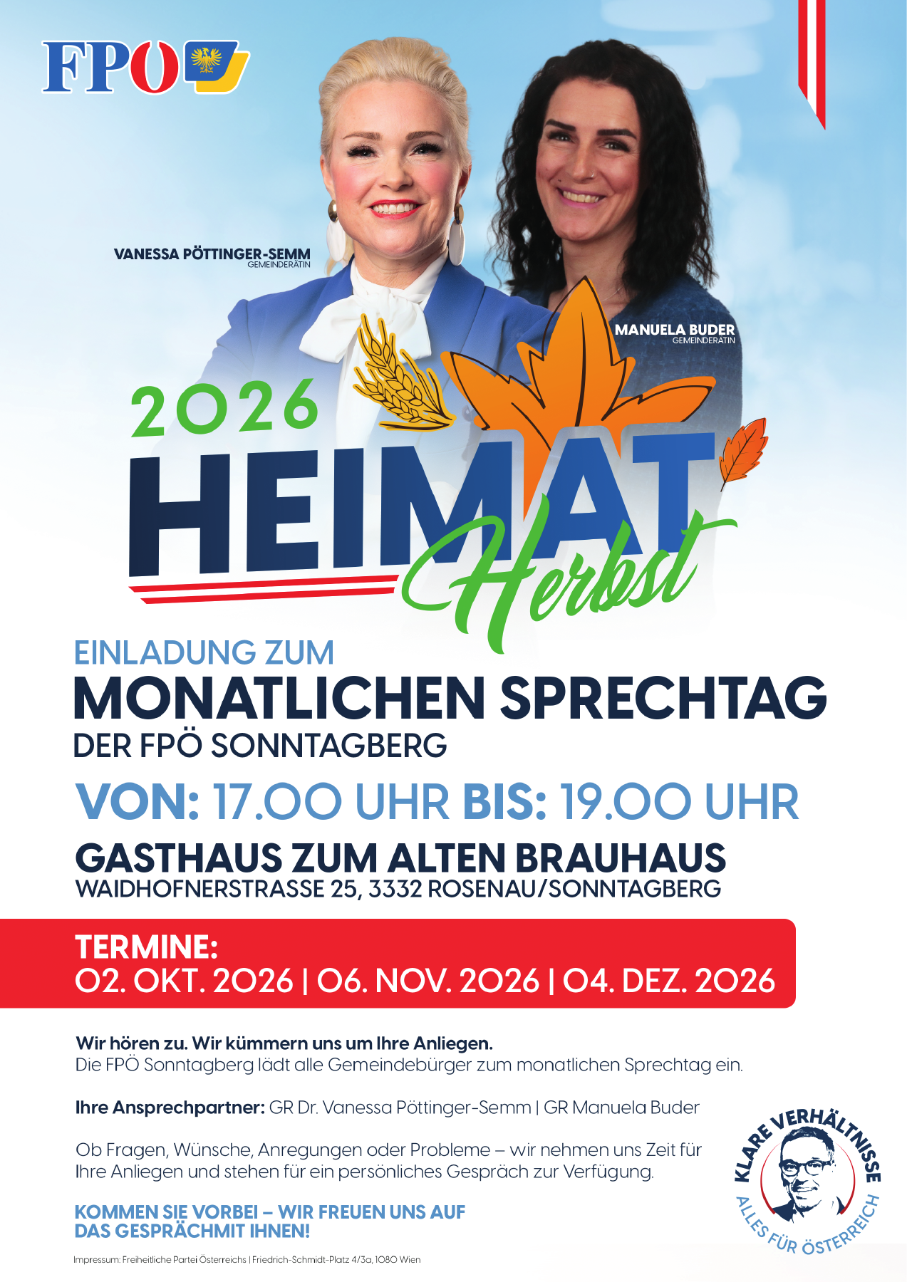 Monatlicher Sprechtag der FPÖ Sonntagberg