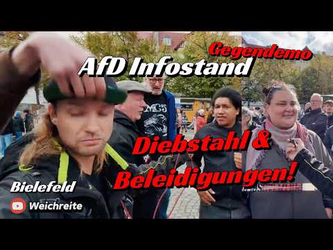 NRW Handy & Mütze Diebstahl! Bielefeld Antifa Gegendemo AfD Infostand 10.10.26