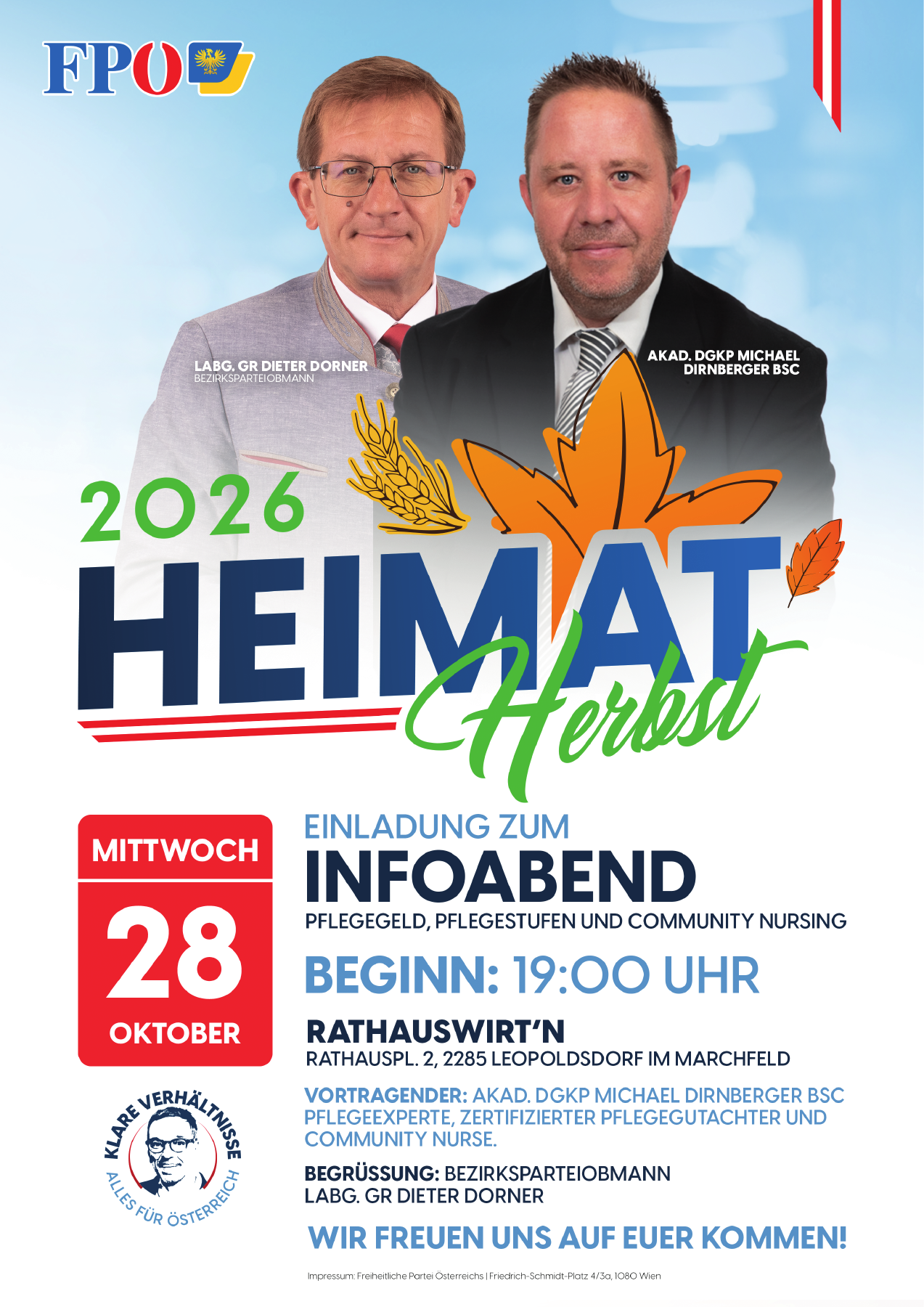 Infoabend: Pflegegeld, Pflegestufen und Community Nursing – FPÖ Leopoldsdorf im Marchfeld