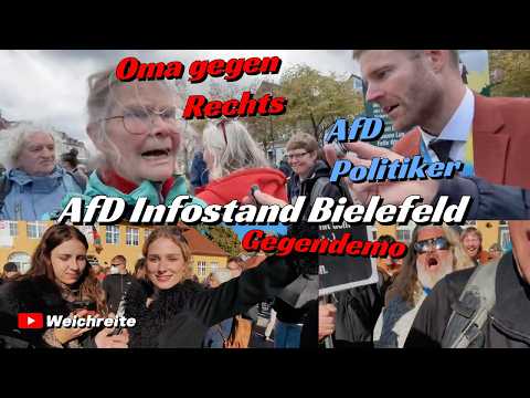 NRW Oma gegen Rechts - AfD Politiker Bielefeld Antifa Gegendemo AfD Infostand 10.10.26